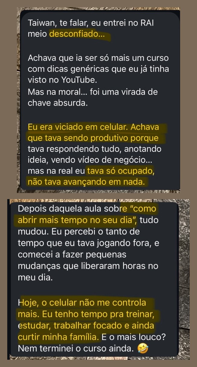 Print da mensagem de Aluno do RAI