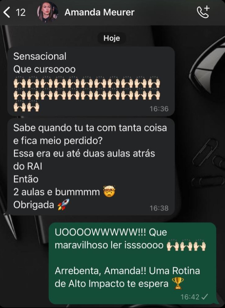 Print da mensagem de Amanda Meurer