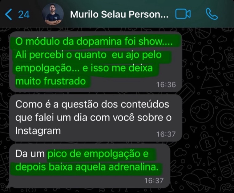 Print da mensagem de Murilo Selau